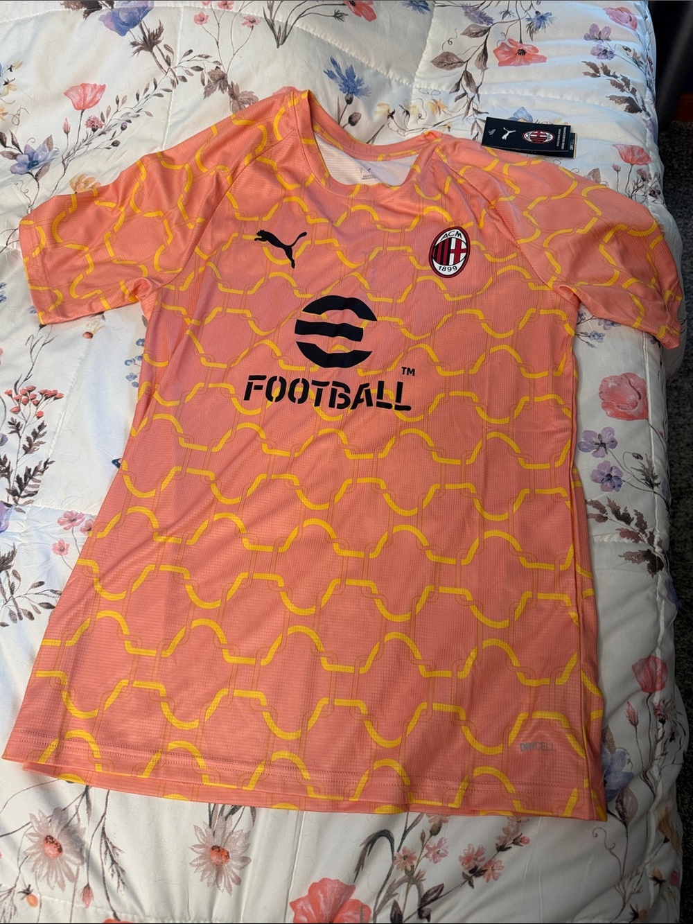 Puma AC Milan Pink and Yellow Football Jersey